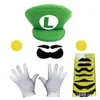 Chapéu de Performance de Personagem de Anime do Mario Boné de Baseball para Crianças e Adultos Luvas Bigode Suspensórios Conjunto de Broches