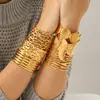 Pulsera Ancha de Acero Inoxidable en Oro de 18K Procesada y Personalizada, Pulsera Abierta que No se Desvanece, Joyería de Mano de Alta Gama, Joyería de Acero de Titanio