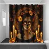Cortina de ducha de Halloween Transfronteriza Calavera de azúcar Fantasma Impermeable Antimoho para Baño Cortina de ducha para el hogar Cortina de ducha para partición de baño