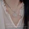 Nuevo collar de clavícula de ágata de Buda ruyi de cristal rosa con raíz de loto de calcedonia de piedra natural de estilo chino, colgante blanco