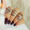Conjunto de nueve anillos con diseño de árbol de la vida con diamantes incrustados, estilo retro, popular en Amazon, eBay y AliExpress.