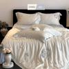 Primavera e verão 2025 novo 60 liocel tencel bordado de rosa sedoso fresco roupa de cama conjunto de quatro peças para dormir nu