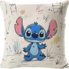 Funda de Almohada de Lino Ultra Suave con Dibujo de Stitch, Cojín para Sofá, Funda para Cabecero, Admite Diseño Personalizado con Tu Propia Imagen