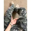 Jeans Cargo Camuflaje Verde Militar Pierna Recta High Street Unisex Retro Americano Sueltos Deconstruidos Pantalones Anchos de Leñador