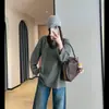 Camiseta Básica de Lana de Oveja Gruesa de Alto Peso, Longitud Media, Holgada, Ajustada, Cuello Redondo, Versátil, Nueva, Otoño e Invierno 2025