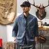 Camisa de algodão e linho estilo chinês com manga 3/4 para homens, novo modelo de verão 2026, fina, gola alta retrô, camisa curta moderna