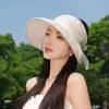 Nuevo Sombrero de Playa de Verano para Mujer con Protección Solar, Moderno, Plisado, Protección UV, Transpirable, de Copa Abierta para Viajes al Aire Libre