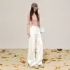 Direto do fabricante: calça jeans branca wide leg para mulheres, novo modelo outono 2026, cintura alta, modelagem que afina, caimento solto, calça reta para pessoas baixinhas
