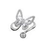 Anillo Único de Diseñador con Circonita y Diseño de Mariposa Envolvente, Versátil y Elegante para el Uso Diario, Anillo Abierto