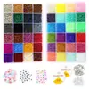 Cuentas de Vidrio Sólido de 24 Colores para Accesorios de Joyería DIY, Set de Cuentas Letra Pintadas en una Caja para Materiales de Fabricación de Pulseras