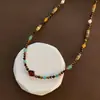 Collar de Piedra Ojo de Tigre con Cuentas Estilo Retro Maillard Otoño e Invierno Cadena para Clavícula Collar Elegante de Moda Joyería para Mujeres Alta Gama