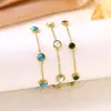 Lujo Ligero, Gama Alta, Fresco, Sencillo y Versátil Pulsera de Acero de Titanio Turquesa Azul para Mujer Venta Caliente Transfronteriza Pulsera Ojo del Diablo