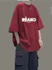 Camiseta Masculina Casual de Verão Estilo de Rua Retro Americana Solta com Estampa de Meia Manga Versátil Simples Legal