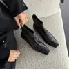 Botas Curtas Quadradas Estilo Coreano 2026 Novo Retro Botas Elásticas Emagrecedoras para Mulheres Zíper nas Costas Para o Trabalho Emagrecedoras Salto Bloco Moda