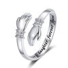 Europa y Estados Unidos amor creativo abrazo manos anillo de diamantes anillo abierto ajustable con letras para mujer regalo de corazón cálido