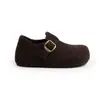 Mesmo estilo de sapatos Birkenstock que a Grape Mom para mulheres, salto oculto de 5 cm, duas versões: sapatos fofos para preguiçosos, meias-pantufas fechadas de feltro de lã