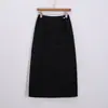 Nueva Moda Otoño/Invierno Versátil Adelgazante Falda para Mujer Estilo Coreano Simple Versátil Color Sólido Lentejuelas Lana Falda Larga