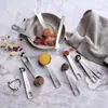 Colher de medida de aço inoxidável copo medidor mais do que terno especificações escala dupla ferramentas de panificação conjunto de cozinha doméstica fabricante em estoque