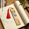 Marcapáginas de Bambú Estilo Antiguo Zhuangzhou Mengdie con Pintura de Porcelana de Cristal, Borlas de Seda de Hielo, Marcapáginas Cultural y Creativo, Fabricante Directo Admite Personalización