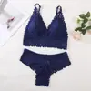 Ropa Interior de Encaje Francés para Comercio Exterior Transfronterizo Set de Ropa Interior Delgada con Relleno Diseño Hermoso en la Espalda sin Aros Correas Ajustables en los Hombros con Almohadillas en el Pecho Sujetador para Mujer