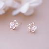 Aretes de Mariposa Dulce de Plata de Ley S925 Elegante Piedra Ojo de Gato Japonés y Coreano 2021 Primavera y Verano Nueva Joyería de Moda Regalos