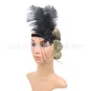Diadema vintage de los años 20 banda para el pelo diadema para fiesta actuación nupcial tocado de baile diadema diadema de plumas de pavo real