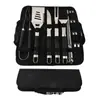 Set de Parrilla con Mango Ovalado Negro 18 Piezas Espátula Brocha Set de Barbacoa Estilo Camping al Aire Libre Combinación de Set de Barbacoa Bbq
