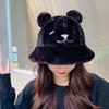 Chapéu de Pescador de Pelúcia Bordado com Orelha de Urso de Outono e Inverno para Mulheres Menina Fofa Doce Bonito Estudante All-match Chapéu de Bacia Quente Engrossado