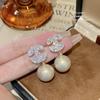 Brincos de Prata S925 com Zircônia Exquisita e Pérola, Design Único Versátil Simples, Brincos de Luxo Leve High-End da Moda para Mulheres