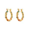 Moda Ins Europea y Americana Lujo Accesible Elegantes Pendientes de Perla Joyería Acero Inoxidable Chapado 18K Pendientes de Circonita Coloridos