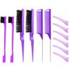 Peine para peinar el cabello al por mayor de comercio exterior, traje de tres filas de peine para el cabello, peine de cola puntiaguda, cepillo para controlar el borde, cepillo para cejas, cepillo para cardar el cabello