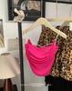 Top Básico de Alça Plissada para Meninas Quentes, Colete Pequeno Feminino para Usar por Baixo com Bojo, Roupa Externa Modeladora, Costas Bonitas, Top sem Mangas com Gola