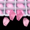 Pedrería de Vidrio Cosida a Mano, Pedrería Plana de Doble Agujero Color Rosa Neón Claro, Gotas de Agua Satélite Accesorios de Decoración DIY para Ropa