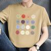 Camiseta de Manga Corta de Algodón Puro para Hombre Verano Suelta Moderna Estampado de Expresión Divertida Top de Cuello Redondo Camiseta de Algodón de Media Manga