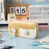 Caixa de Papelaria Fofa de Nicho de Grande Capacidade com Design de Cordão Multicamadas, Bolsa de Armazenamento de Alto Valor para Meninas, Gaveta Atacado do Fabricante