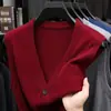 Chaleco jacquard casual de cuello en V para hombre, prenda interior cálida para otoño e invierno, suéter de punto sin mangas multicolor, chaleco para hombres jóvenes y de mediana edad