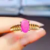 Anillo Popular de Ópalo Rosa Natural al por Mayor de Fábrica Plata S925 Incrustado Piedra Principal 5*8 Joyería de Lujo Venta Directa de Fábrica
