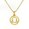 Collar con Colgante de Acero de Titanio Europeo y Americano de Doce Constelaciones para Mujer, Moda de Nicho, Hueco, Redondo, No se Desvanece, Versátil