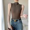 Chaleco Seleccionado Cuidadosamente para Mujer en Primavera y Verano Traje de Cuello Alto Medio con Tirantes Blancos, Top de Aspecto Adelgazante de Alta Gama