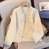Cardigan de Punto Estilo Coreano Falso Socialité Otoño Invierno Tejido Estilo Fragante Abrigo de Temperamento Holgado 2026 Elegante Visón Nuevo Estilo Mujer