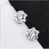 Pendientes de Plata S999 Lanlanjia con Pequeño Diamante y Diamante Grande, Elegante Copo de Nieve de Circonita, Joyería de Oreja Moderna y Sencilla