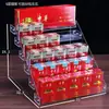 Prateleira de Exibição de Bebidas Transparente de Acrílico para Mesa Prateleira de Exibição em Camadas Lanches Suco Prateleira de Armazenamento Multicamadas Prateleira de Supermercado