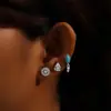 Europa y Estados Unidos transfronterizos nuevos pendientes de fondo plano de punción exquisitos de circón moda personalidad abanico pendientes de borla joyería para el lóbulo de la oreja