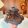 Botas de Algodão Forradas com Fleece para Meninas Estilo Novo Inverno 2025 Bota Martin Quente para Bebê Menina Botas de Couro Versáteis da Moda para Meninas