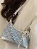 Bolso de Hombro de Moda Trendy para Mujer Primavera 2026, Bolso de Axila de Cadena de Pedrería de Alto Valor, Bolso Cruzado Texturizado para el Trabajo