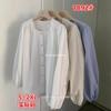 Primavera y Verano 2024 Corea del Sur Puerta Este Sentido del Diseño Nicho Amor Botón Cuello Redondo Manga Larga Camiseta para Mujer