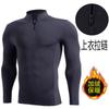 Fábrica de roupas de fitness dos homens elástico gola alta zíper roupas de secagem rápida inverno mais veludo gola quente correndo sportswear