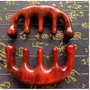 Pente massageador multifuncional de seis bordas de madeira e cinco dentes, pente de cabo longo, sândalo, cinco dedos, cinco dentes, tendão, dentes grandes, pente de madeira fofo