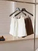 Shorts de linho de cintura alta com cordão, textura relaxada e casual, versátil e ótimo para alongar as pernas, amigável para tipos de corpo pera.