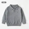 Camiseta base para meninos de comércio exterior polo com bordado estiloso de cachorro Dachshund camiseta de malha infantil cor sólida macia roupa íntima de malha